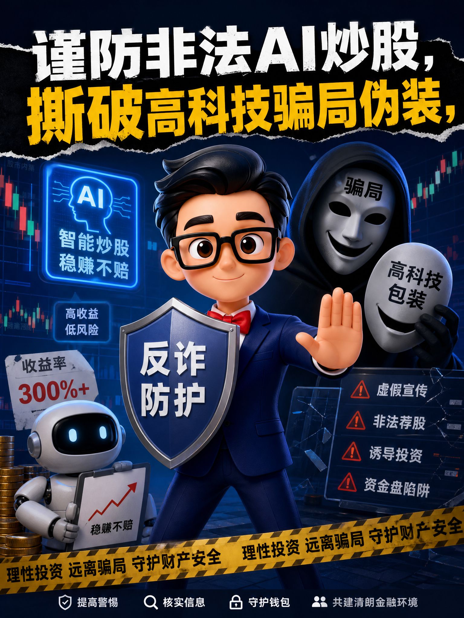 防非宣传｜谨防非法AI炒股，撕破高科技骗局伪装